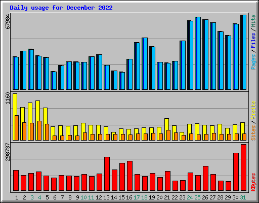 Daily usage for December 2022