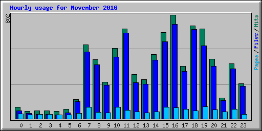 Hourly usage for November 2016