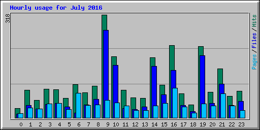 Hourly usage for July 2016